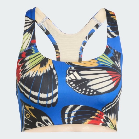 Adidas X Farm Rio Blue Multicolor Butterfly Crop Top - Picture 3 of 11